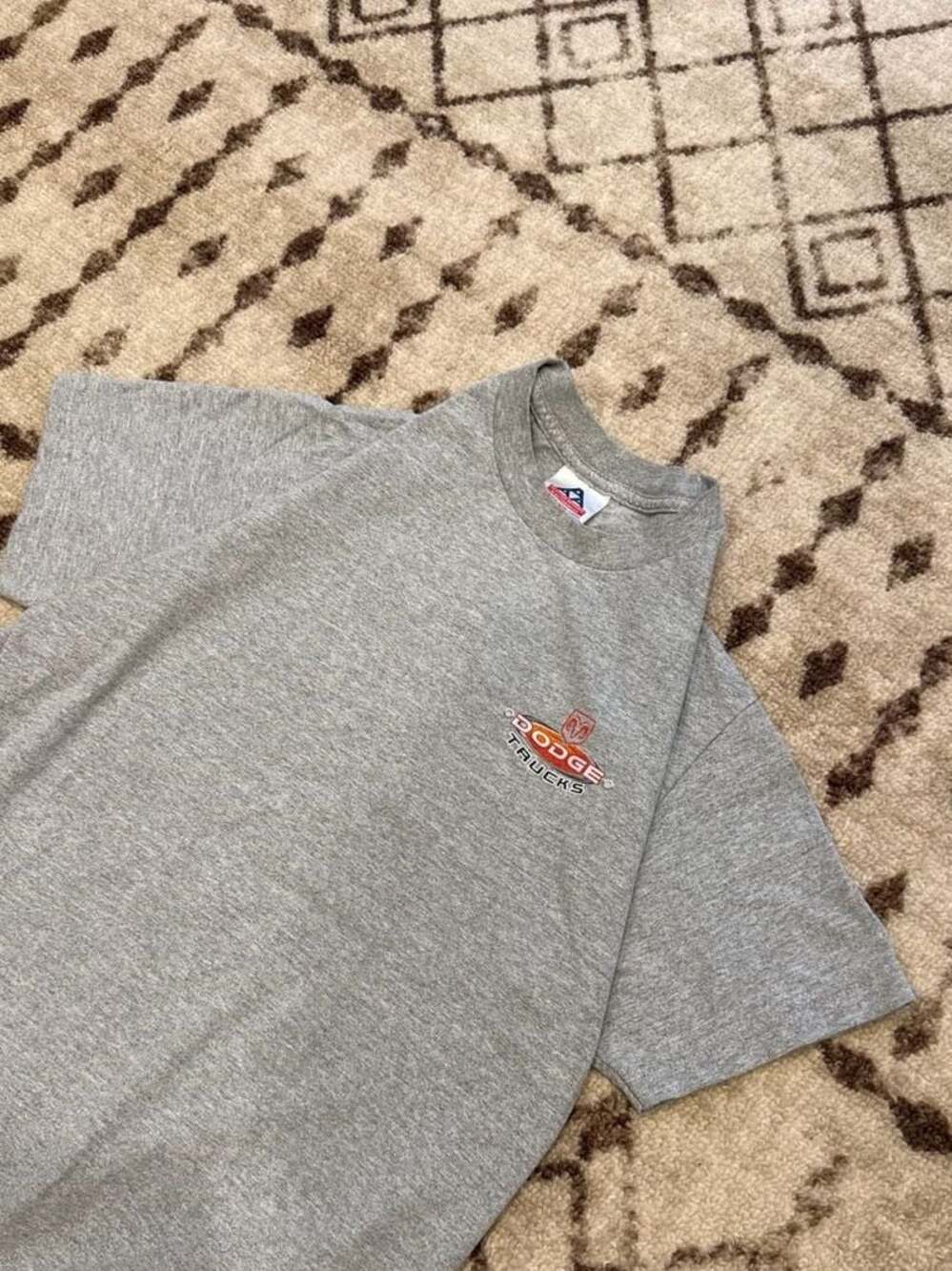 Vintage Dodge Trucks Grab Life By The Horns Graphic T-Shirt Grey Size L
